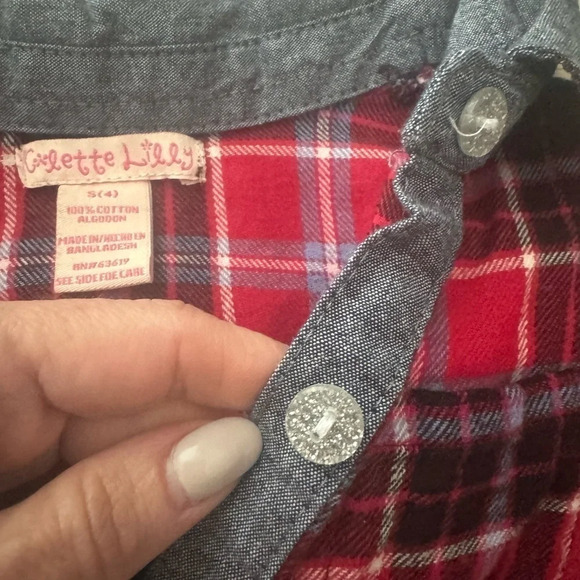 Collette Lilly flannel with denim trim shirt 4T - Picture 3 of 4